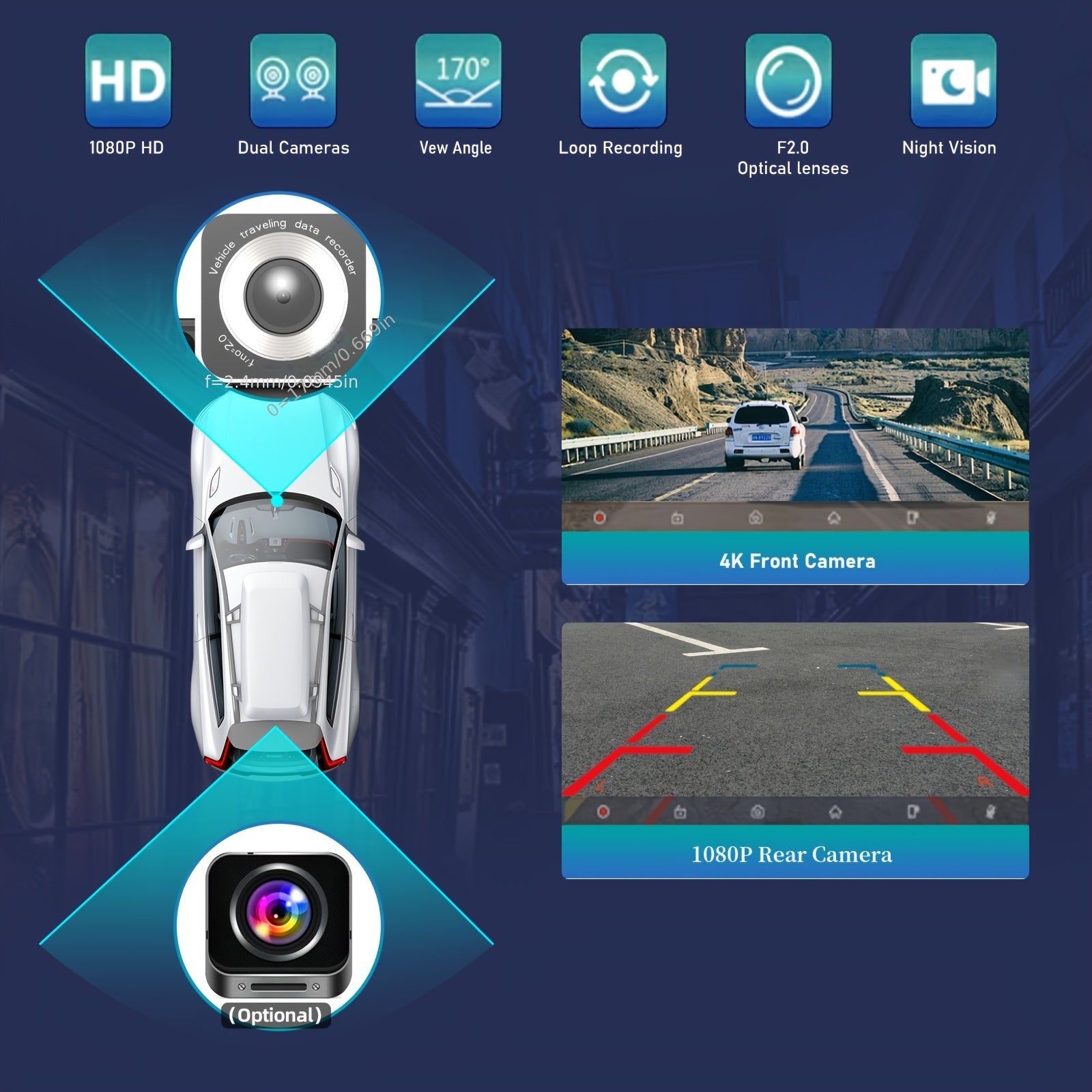 9-Inch Portable Wireless Car Player - Car Video with 4K Dash Cam, 64G TF Card, Android Auto Car Play, Voice Control, Phone Holder, Mirro Link, Navigation Screen and Upgraded Car Audio Receiver